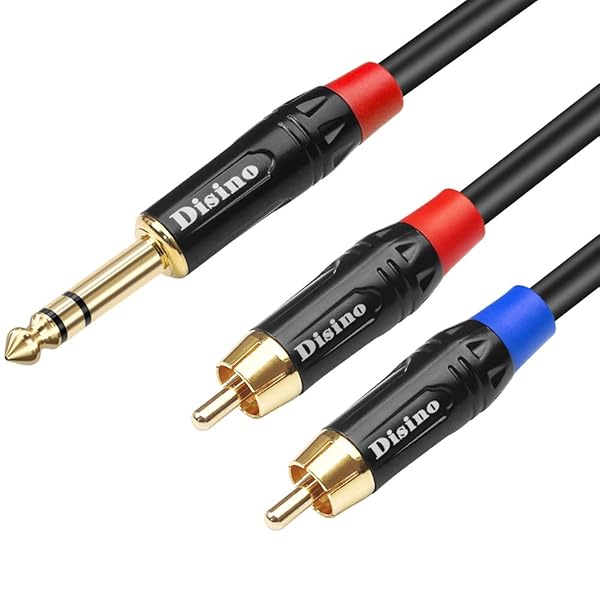 Disino RCA to 1/4 Insert Cable 6.35mm TRS Male to Dual RCA Audio Y Splitter 6.6 FT 2Meters