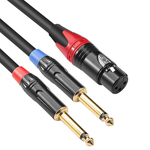 Disino XLR Female to Dual 1/4 inch Y Splitter Cable 10 feet Mic Audio Converter Adapter Cord
