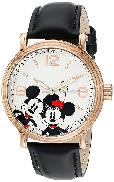 Disney Men's Mickey Mouse Analog Quartz Black Watch Stylish Timepiece for Fans