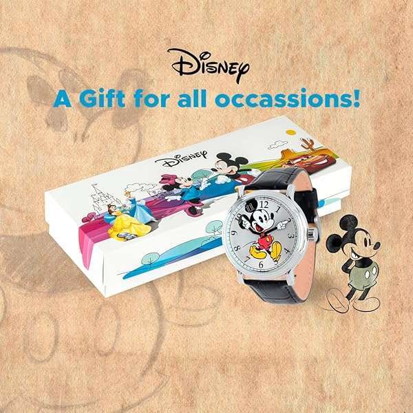 Disney Mickey Mouse Vintage Analog Quartz Watch for Adults - Silver & Black Articulating Hands - Image 5
