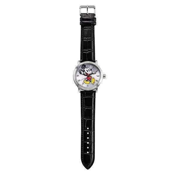Disney Mickey Mouse Vintage Analog Quartz Watch for Adults - Silver & Black Articulating Hands - Image 7