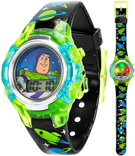 Disney Pixar Toy Story 4 Buzz Lightyear Kids Flashing LCD Watch Colorful Light-Up Dial Durable Case Space-Themed Strap Ages 4+ - Image 2