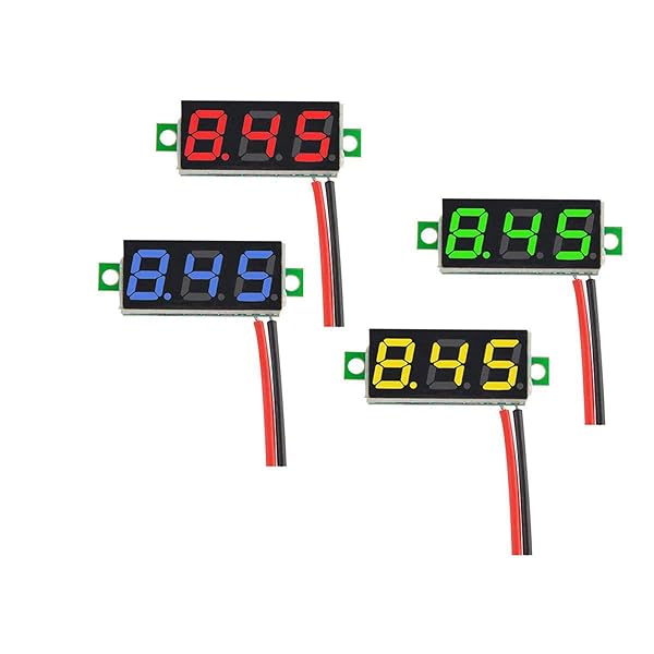 Diymore 8pcs Mini Digital Voltmeter 0.28 Inch 2 Wire DC 2.5V to 30V LED Voltage Tester in Blue Yellow Red Green - Image 3