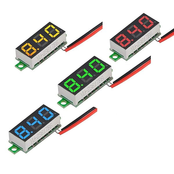 Diymore 8pcs Mini Digital Voltmeter 0.28 Inch 2 Wire DC 2.5V to 30V LED Voltage Tester in Blue Yellow Red Green - Image 4