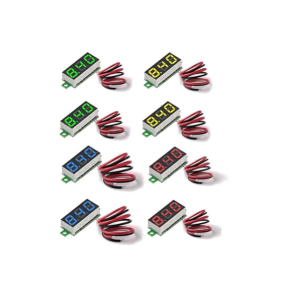 Diymore 8pcs Mini Digital Voltmeter 0.28 Inch 2 Wire DC 2.5V to 30V LED Voltage Tester in Blue Yellow Red Green - Image 5