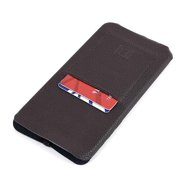 Dockem Minima Wallet Sleeve for iPhone 11 and XR Ultra Slim Vegan Leather Wallet with Card Slot Dark Brown