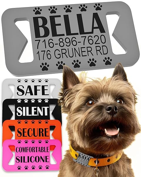 Personalized Silicone Dog ID Tags Custom Pet Name Tags for Dogs