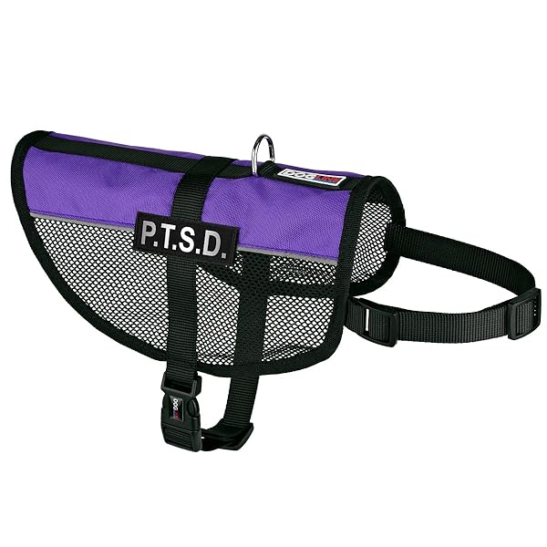 Dogline MaxAire Mesh Vest for Dogs with 2 Removable PTSD Patches Size 17 to 21 Inches Purple