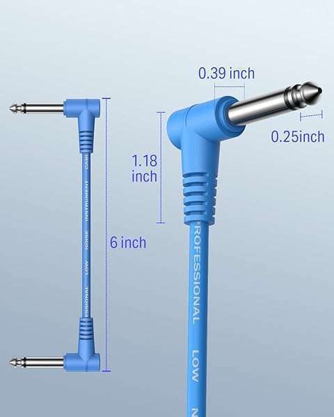 "Donner 6-Inch Guitar Patch Cable 6-Pack - Right Angle TS 1/4" for Optimal Sound Quality" - Image 3