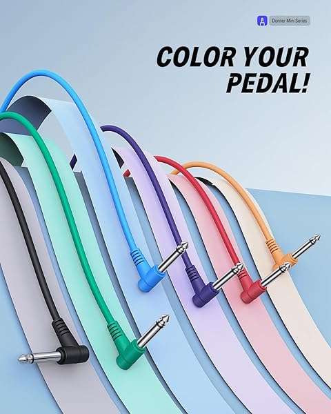 "Donner 6-Inch Guitar Patch Cable 6-Pack - Right Angle TS 1/4" for Optimal Sound Quality" - Image 8