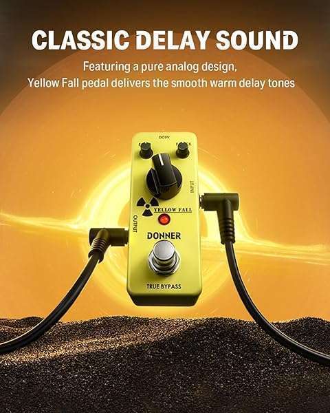 Donner Yellow Fall Analog Delay Pedal for Electric Guitar | True Bypass Mini Effect for Pedal Boards - Image 4