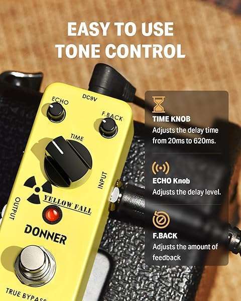 Donner Yellow Fall Analog Delay Pedal for Electric Guitar | True Bypass Mini Effect for Pedal Boards - Image 5