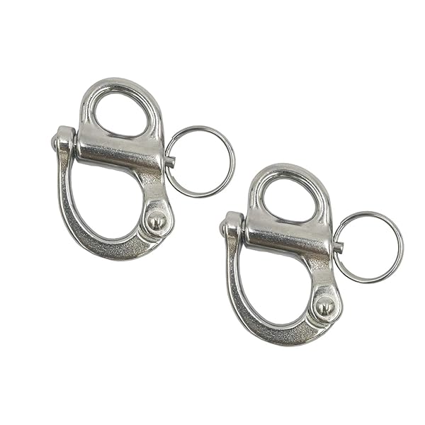 Douzime 2 Inch Fixed Bail Snap Shackle 316 Stainless Steel Silver for Bracelet Sail Boat Yacht 2 Pack