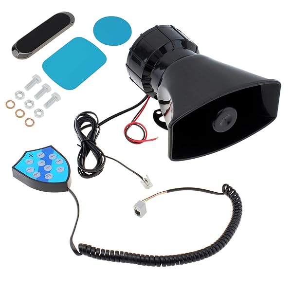 DriSentri Car Speaker 100W 9 Sounds 12V Car Siren Horn Speaker with Hook Bracket, Call Function, 120-125dB Warning Alarm Electronic Horn