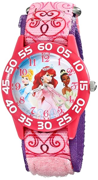 Disney Princess Kids Plastic Time Teacher Analog Quartz Nylon Strap Watch for Learning Time