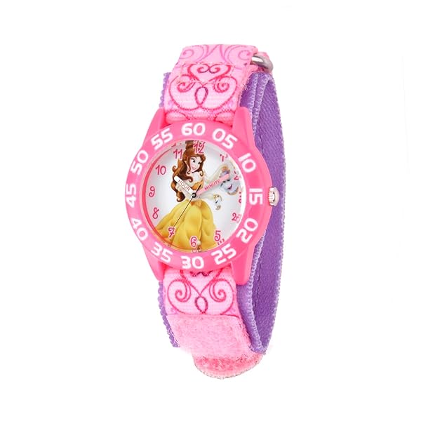 Disney Princess Kids Plastic Time Teacher Analog Quartz Nylon Strap Watch for Learning Time