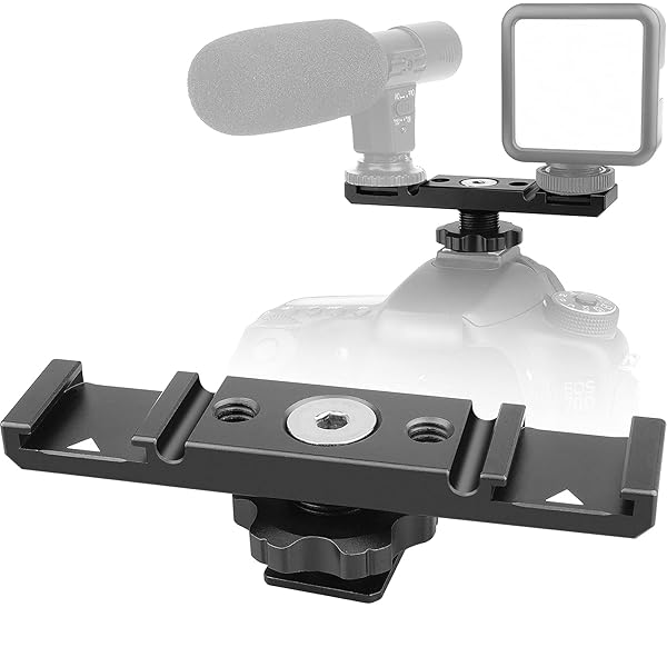 ChromLives Chromlives Dual Hot Shoe Mount Bracket Aluminum Extension Bar Adapter for LED Video Light Screens