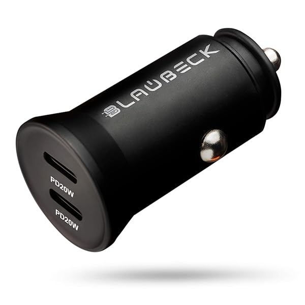 BLAUBECK Dual Port 20W USB C Car Charger for iPhone 15 Pro Max & iPhone X - Fast Charging Adapter