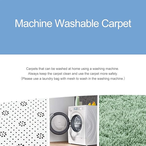 DweIke Fluffy Sage Green Rug 3x5 Feet Soft Plush Shaggy Non-Slip Machine Washable Carpet for Bedroom Living Room Kids Decor - Image 9