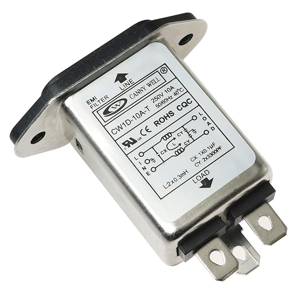 E-Outstanding 250V 10A IEC 320 C14 Male Plug Black PCB Panel Power Socket Connector EMI Filter - Image 2