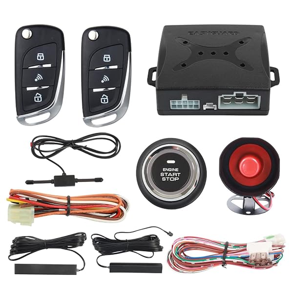 EASYGUARD EC003N-V Car Security Alarm System with PKE Passive Keyless Entry and Remote Engine Start for DC12V Vehicles