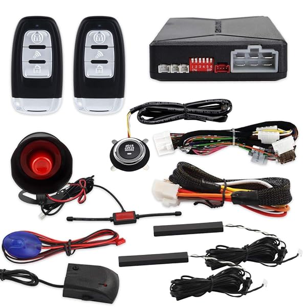 EASYGUARD EC010-SR PKE Car Alarm Remote Starter Keyless Entry Push Start Button Shock Warning Proximity Lock Unlock DC12V