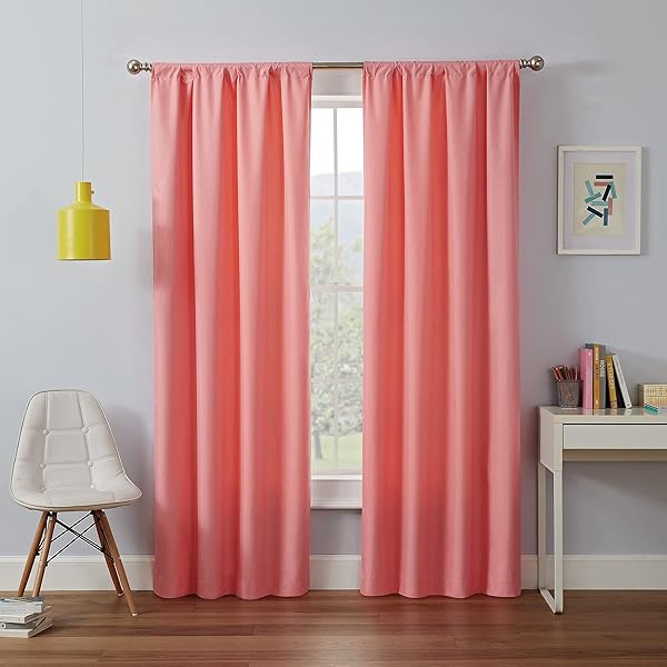 ECLIPSE Kendall Modern Blackout Thermal Rod Pocket Window Curtain 42 X 54 Coral for Bedroom or Living Room - Image 2