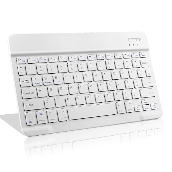 EDIVIA Wireless Keyboard for Amazon Fire HD 10 11 8 Slim Portable Bluetooth with Rechargeable Battery White