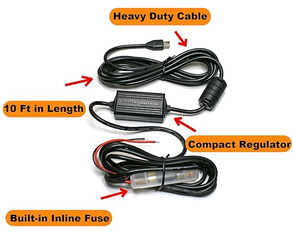 EDO Tech Ultra Compact Micro USB Car Power Cord Kit 10 Ft for GPS Tracker Bluetooth Speaker Qi Charger Dash Cam DVR - Image 5