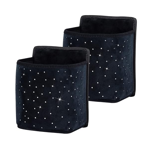 EING Car Seat Organizer Premium Travel Caddy with Crystal Little Star Diamonds Black for Front and Back Seats