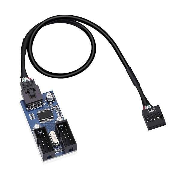 ELECTOP Buy ELECTOP 9 Pin 2-in-1 USB Splitter Cable - USB Header Male to 2 Female Adapter for PWM Fans | 30cm USB 2.0 Hub Connector