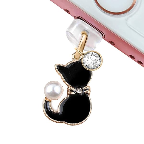 ELISE & FONDA CP180 USB Anti Dust Plug Cat Pendant Charm for iPhone & iPad - Perfect Pet Accessory!