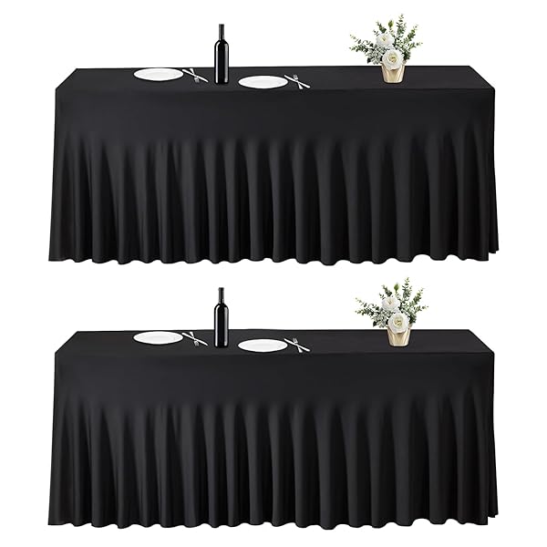 EMART Blue Spandex Tablecloth for 6ft Rectangle Tables - Perfect for Weddings & Parties