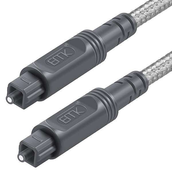 EMK 16.5ft Toslink Digital Optical Audio Cable - Durable Cotton Braided Fiber Optic Cord for Home Theater, TV, PS4, Xbox & More - Image 2
