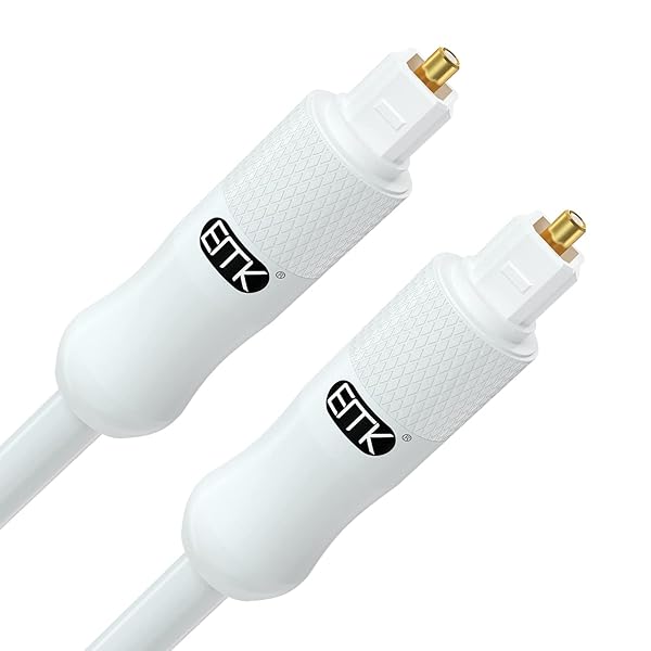 EMK White Optical Audio Cable [15ft 5M] - Digital SPDIF Toslink Fiber Optic Cable for Sound Bar, TV, Home Theater, Blu-ray Player - White,