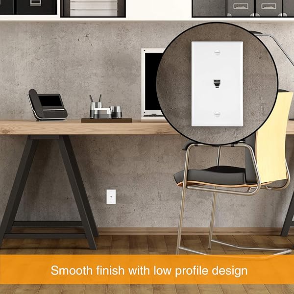 ENERLITES RJ11 Telephone Jack Wall Plate 1-Gang Standard Size White 6-Position 4-Conductor Single Port 2-Line Support 6611-W - Image 7