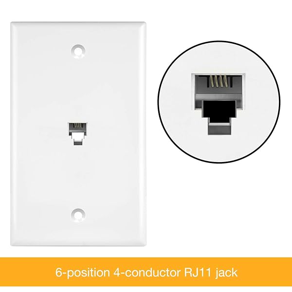 ENERLITES RJ11 Telephone Jack Wall Plate 1-Gang Standard Size White 6-Position 4-Conductor Single Port 2-Line Support 6611-W - Image 8