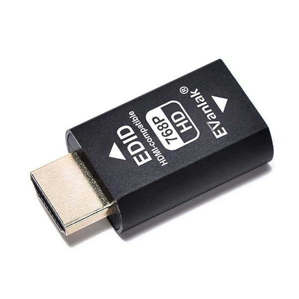 EVanlak HDMI EDID Emulator 3rd Gen - Premium Aluminum Adapter for Mac, Switches, Extenders & AV Receivers - 1024x768@60Hz