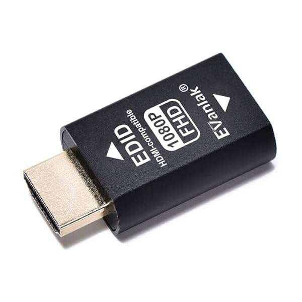 EVanlak HDMI EDID Emulator Adapter - 3rd Gen Aluminum for Mac, Switches, Extenders & More - 1920x1080@59Hz