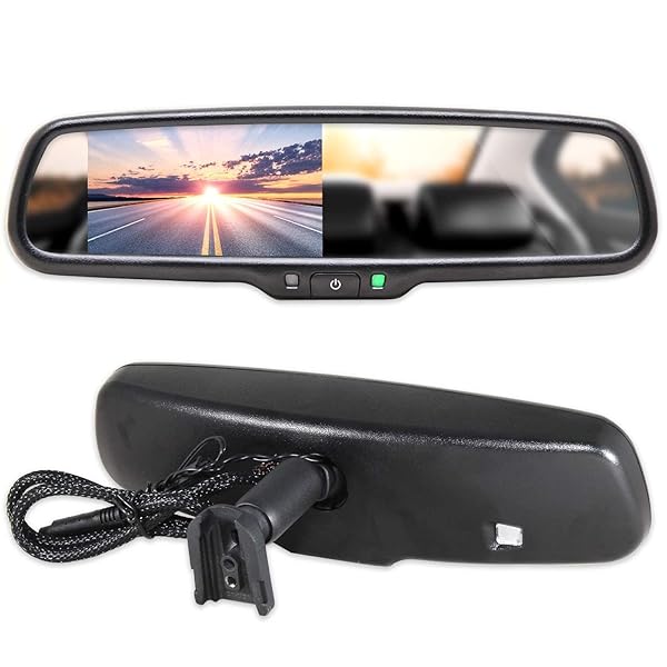 EWAY Auto Adjusting Brightness 4.3 Inch LCD Car Rear View Mirror Monitor with Universal Mount and Backup Camera Support