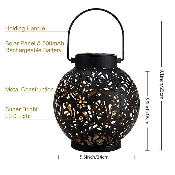 EXCMARK 2 Pack Solar Hanging Lanterns - Perfect Outdoor Christmas Lights & Unique Gardening Gifts for Women - Image 4