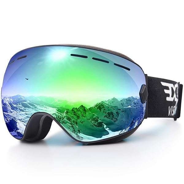 EXP VISION EXP VISION Snowboard Ski Goggles for Men, Women & Youth - Anti Fog OTG Spherical Detachable Lens (Green)