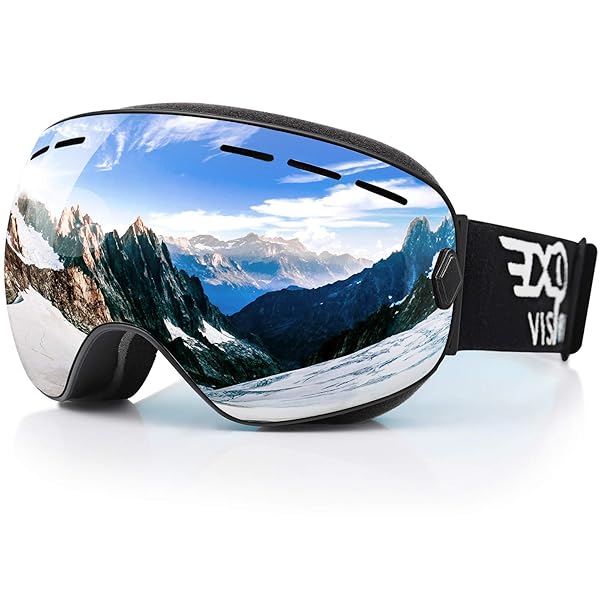 EXP VISION Snowboard Ski Goggles for Men, Women & Youth - Anti Fog OTG Spherical Lens (Silver) - Perfect Winter Gear!