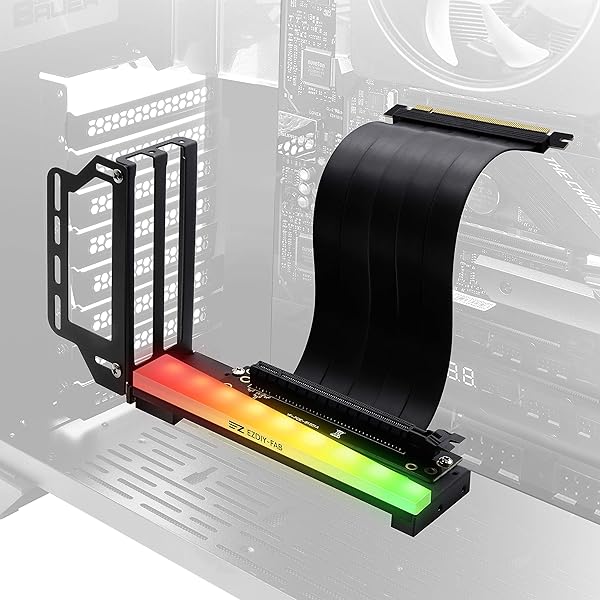 EZDIY-FAB Vertical Graphics Card Holder Bracket with ARGB LED GPU Mount and PCIE3.0 Riser Cable Black