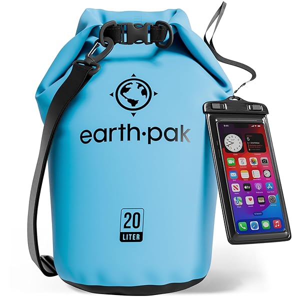 Earth Pak Earth Pak Waterproof Dry Bag: Ultimate Roll Top Backpack for Kayaking & Gear Protection with Waterproof Phone Case