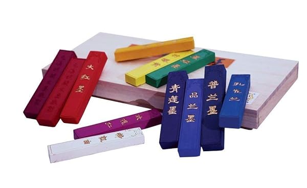 Easyou Hukaiwen 12-Color Pigment Ink Stick Set for Chinese & Japanese Calligraphy and Painting - Image 2