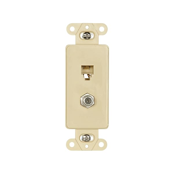 Eaton 3562V Decorator Insert Telephone Jack with Coaxial Adapter - 4-Conductor, Ivory - Image 2