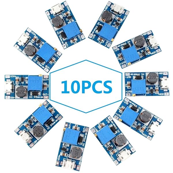 MT3608 DC-DC Step Up Converter 2V-24V to 5V-28V USB Power Module (Pack of 10) - Boost Voltage Regulator for Efficient Power Supply - Image 2