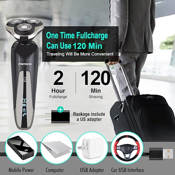 Electric Razor for Men - Rechargeable Electric Shaver for Men, Rechargeable Waterproof Wet Dry Cordless Razor - Image 6