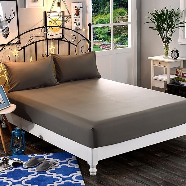 Elegant Comfort Elegant Comfort 1500 Premium Hotel Quality Fitted Sheet Soft Microfiber Deep Pocket 16 Inch California King Gray